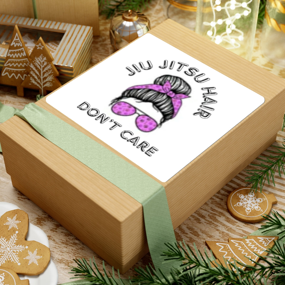 Jiu Jitsu hair don't care Kiss-Cut Stickers