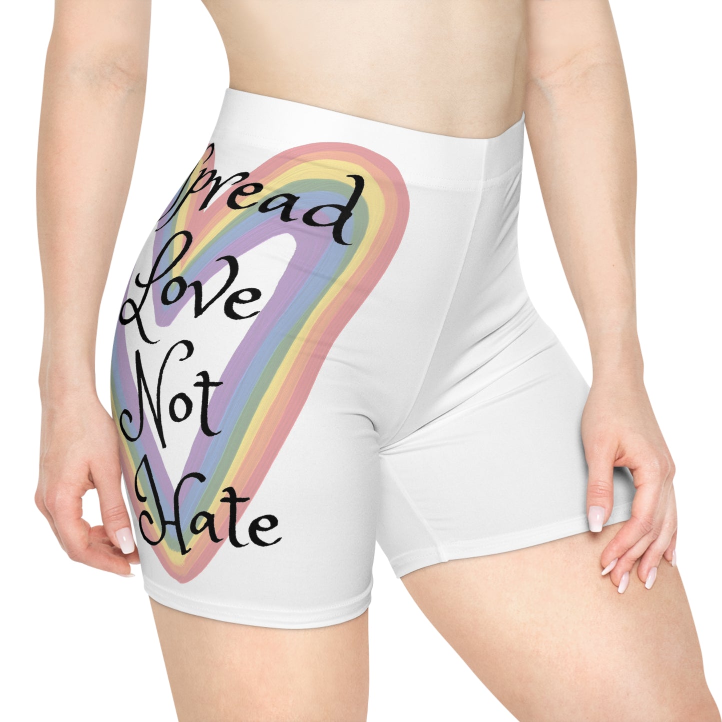 Spread love not hate Women's Biker Shorts (AOP)