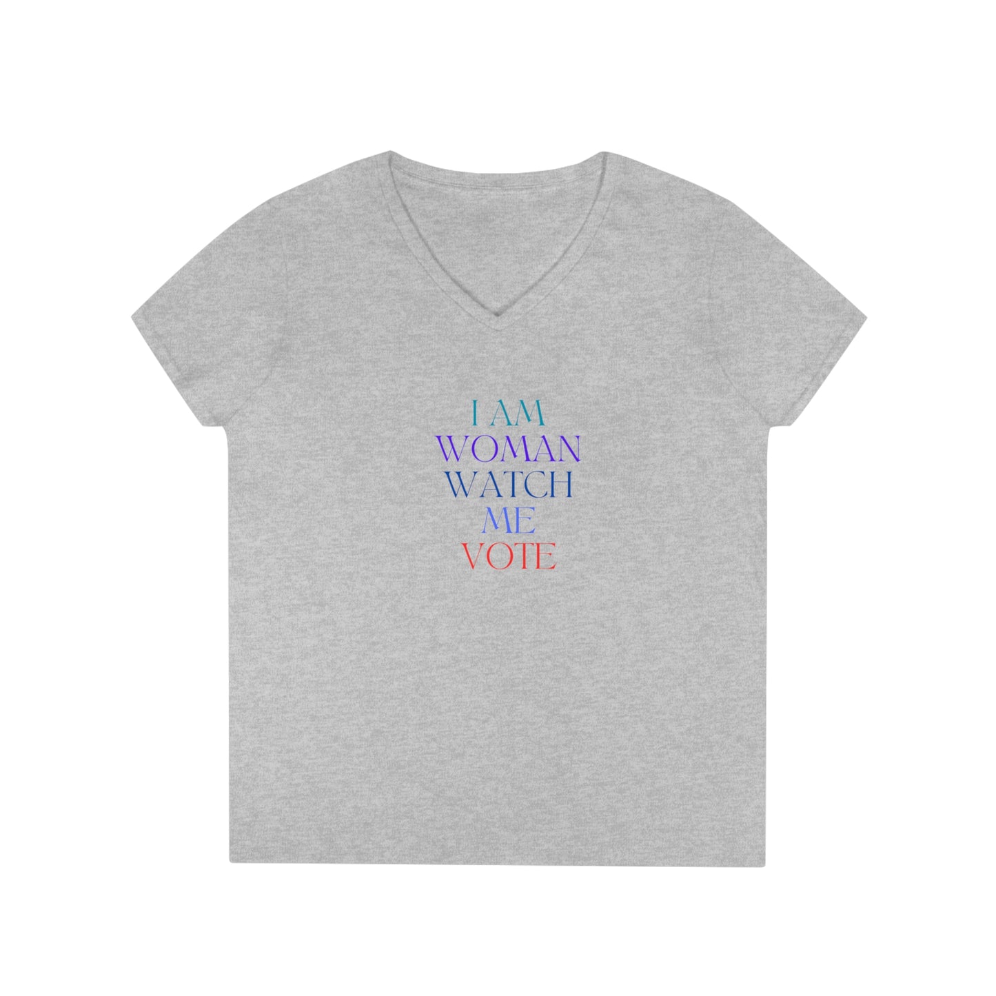 I AM WOMAN WATCH ME VOTE Ladies' V-Neck T-Shirt