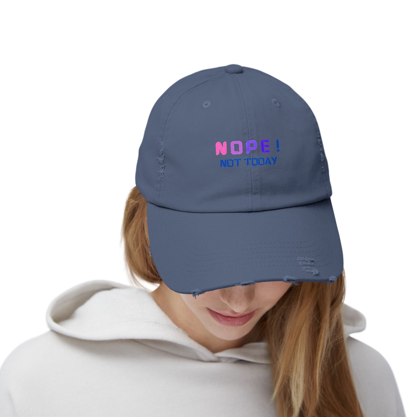 NOPE ! Not Today Unisex Distressed Cap