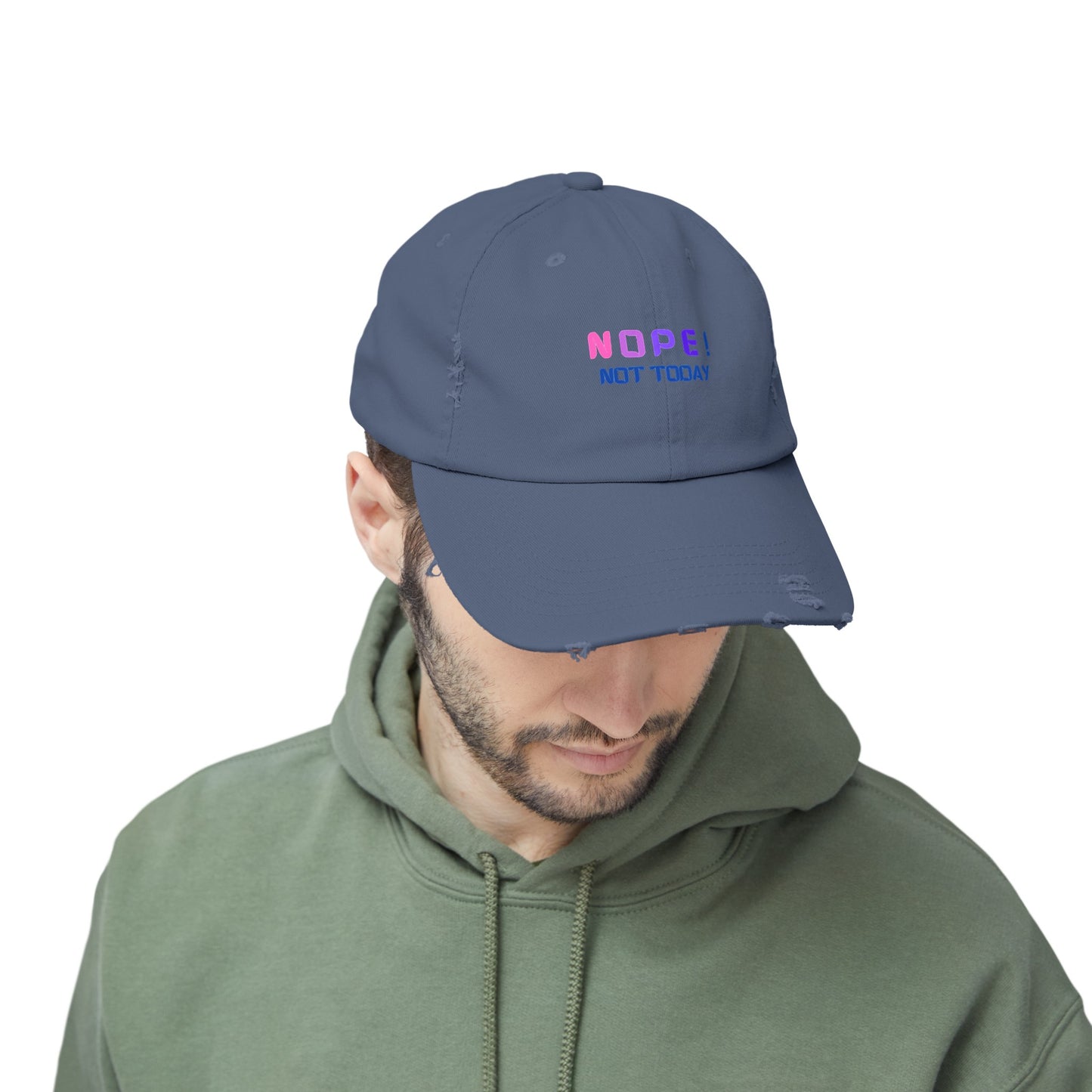 NOPE ! Not Today Unisex Distressed Cap