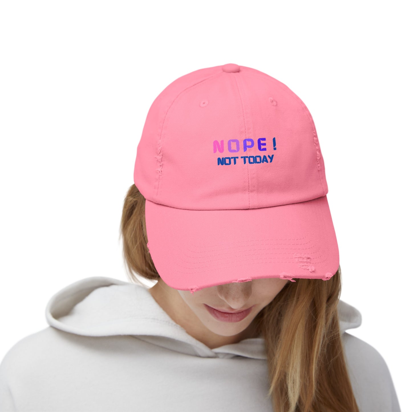 NOPE ! Not Today Unisex Distressed Cap