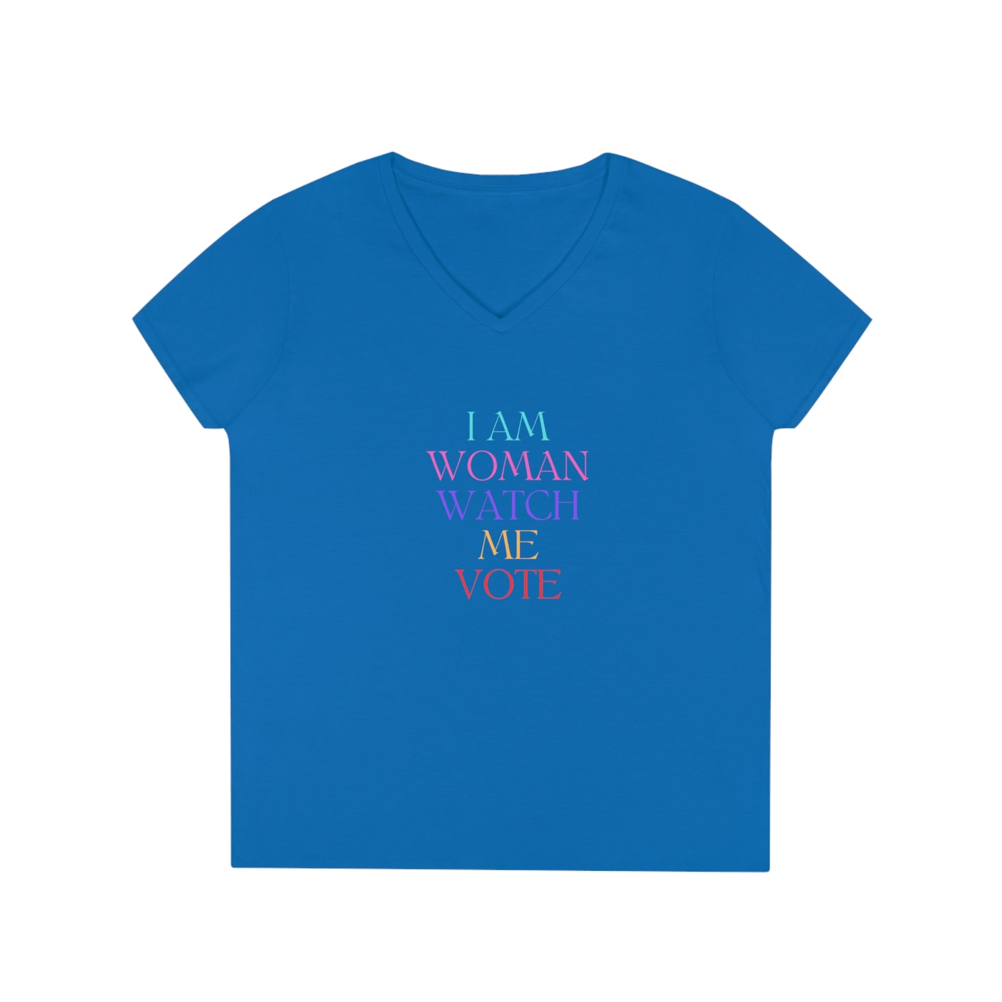 I AM WOMAN WATCH ME VOTE Ladies' V-Neck T-Shirt