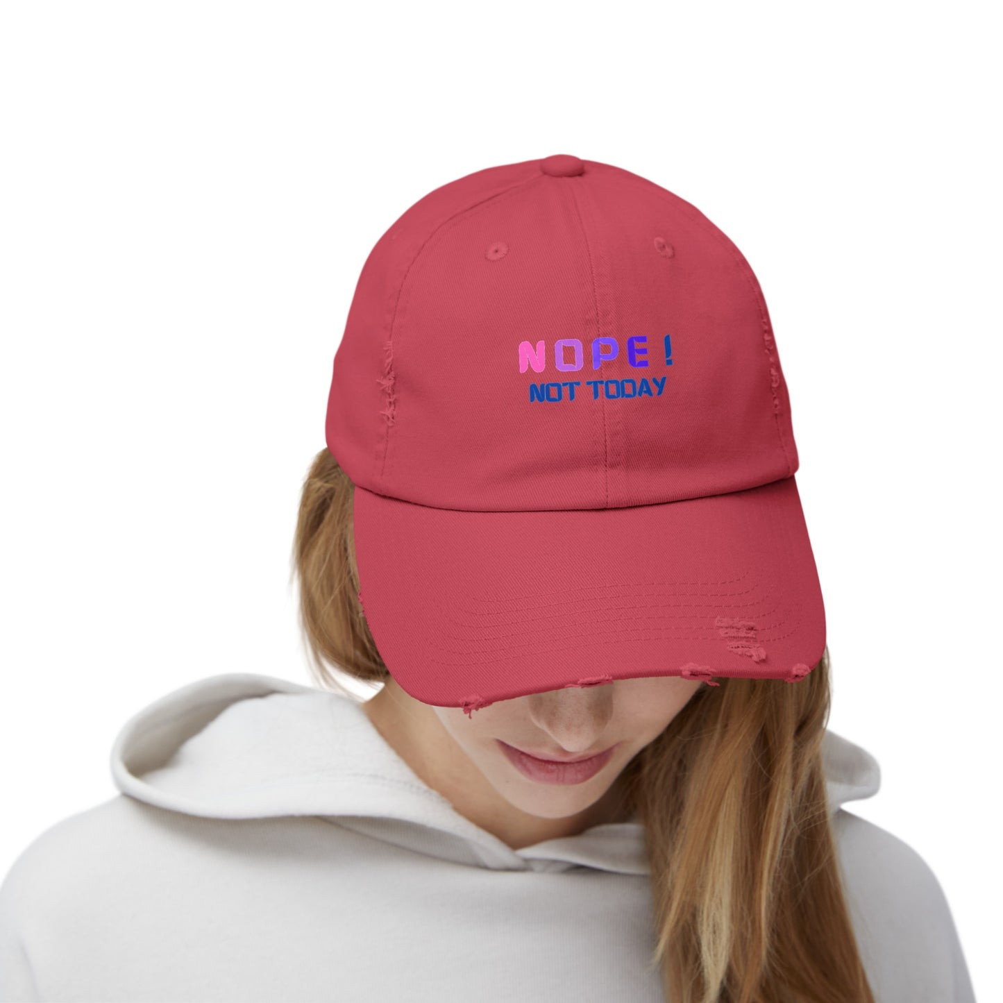 NOPE ! Not Today Unisex Distressed Cap