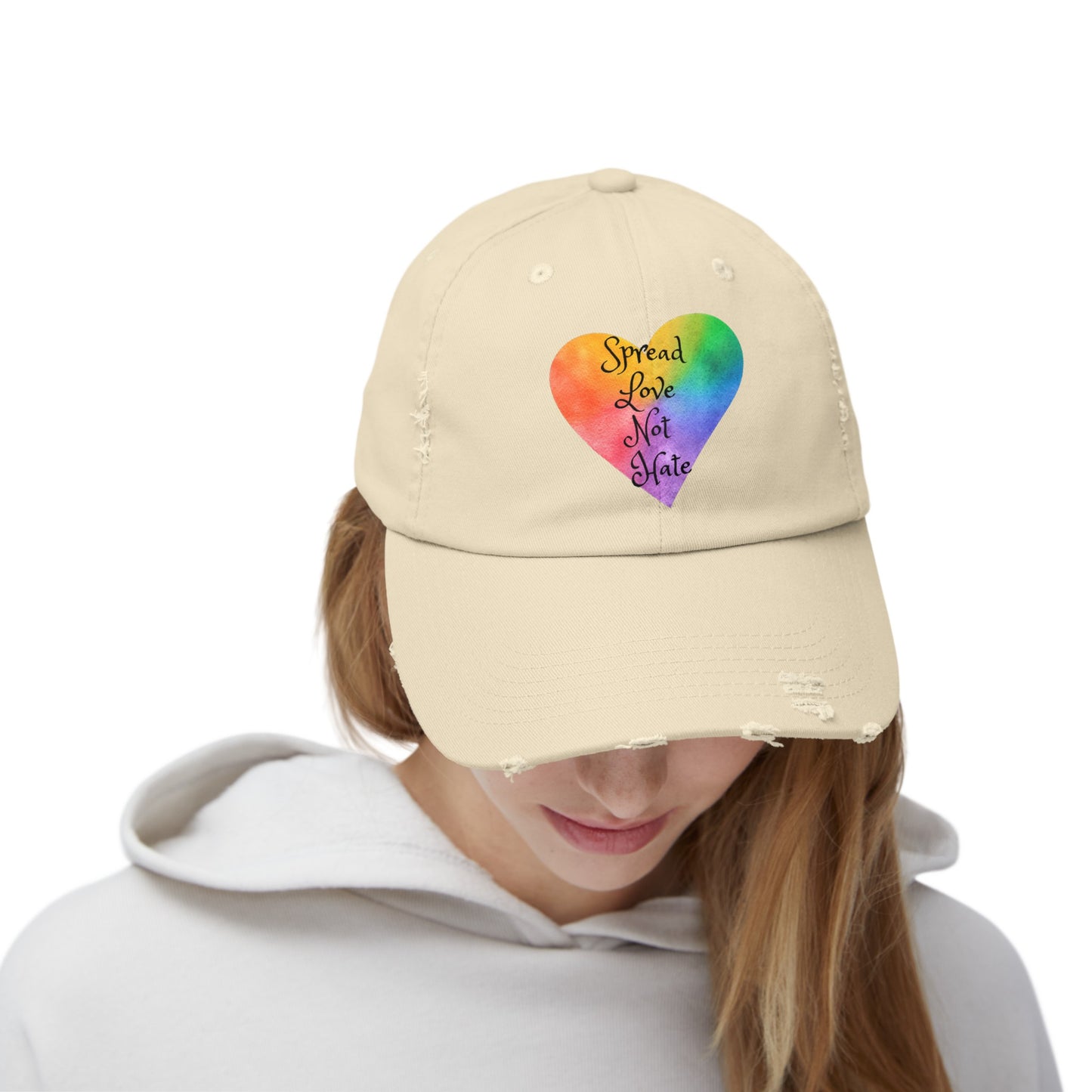 Spread love not hate Unisex Distressed Cap