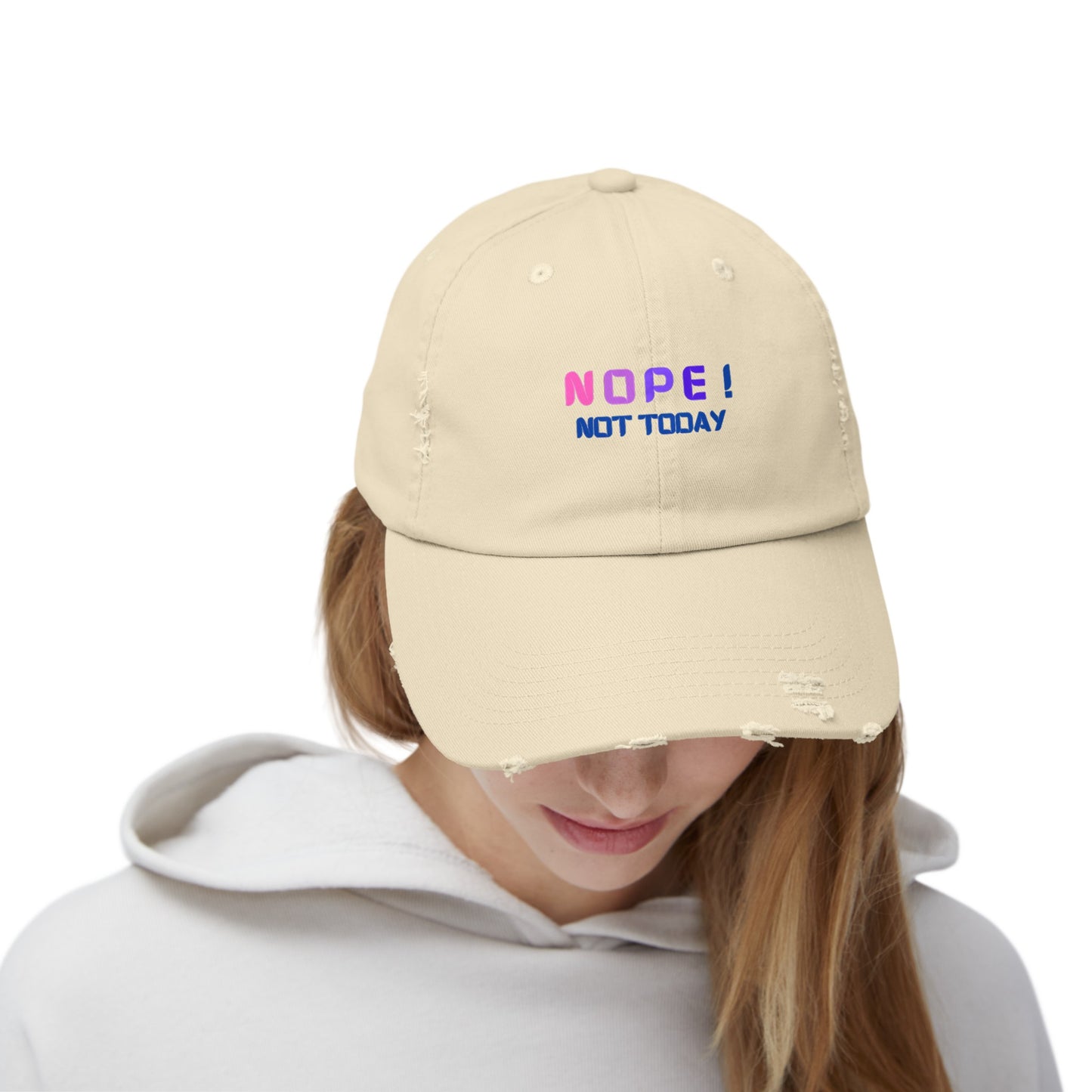 NOPE ! Not Today Unisex Distressed Cap