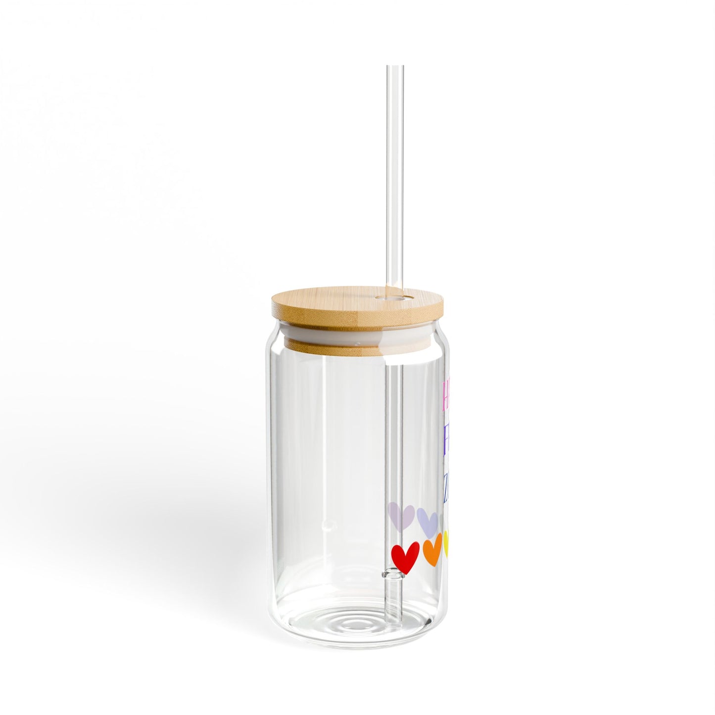 Hate Free Zone with hearts Sipper Glass, 16oz with or without lid and straw