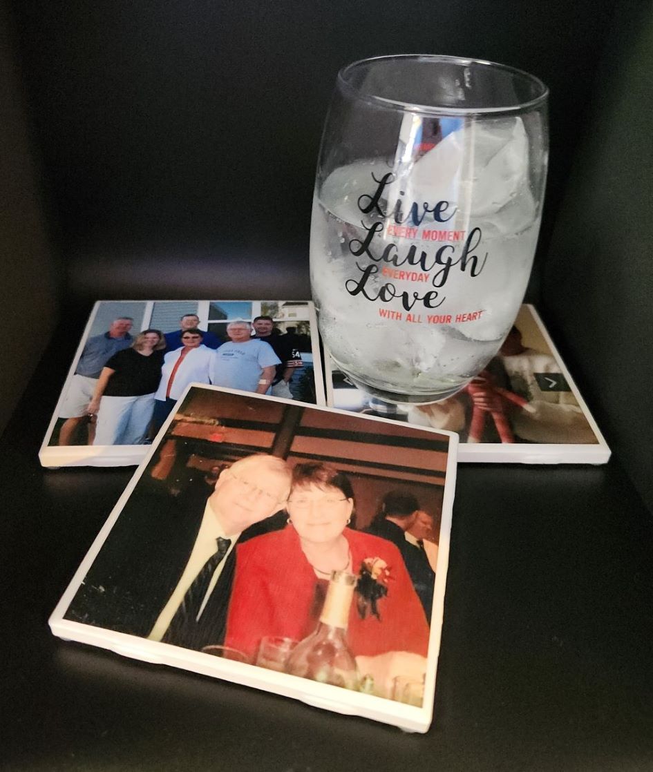 Handcrafted set of 4 individual 4"x4” ceramic tile coasters featuring beach designs/uplifting messages. Sealed, durable, and perfect for everyday use/gifting.