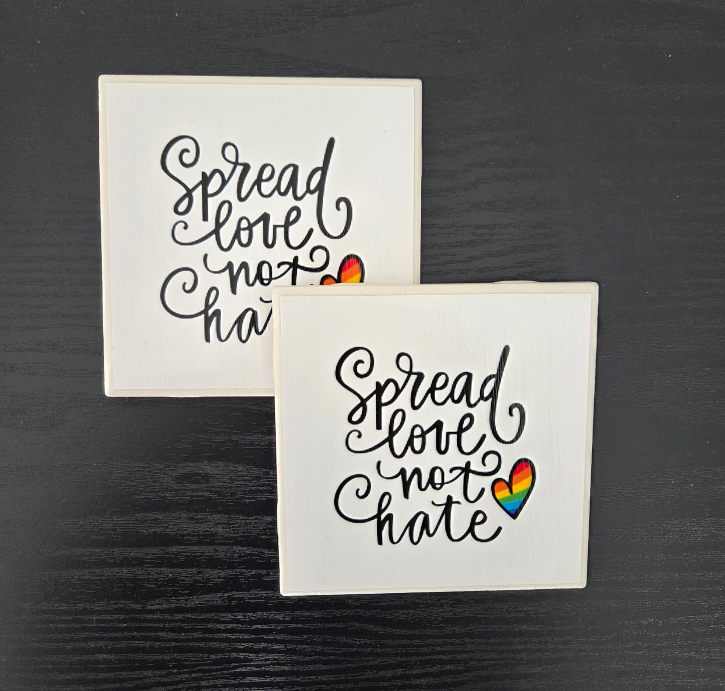 Handcrafted set of 4 individual 4"x4” ceramic tile coasters featuring original designs/uplifting messages. Sealed, durable, and perfect for everyday use/gifting.