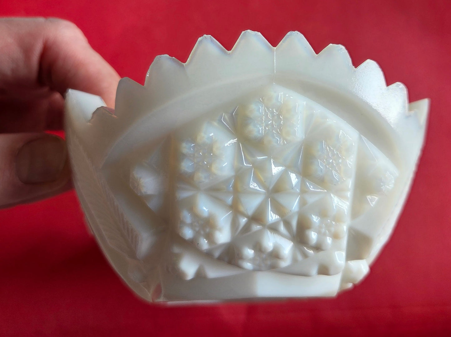 Vintage Milk Glass Pressed Flower Bowl – Handmade Botanical Trinket Dish – Cottagecore Floral Decor – One of a Kind Jewelry Bowl