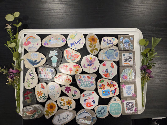 Artist’s Choice - Handmade Stone & Ceramic Tile Magnet Set – Assorted One-of-a-Kind Handmade Magnets