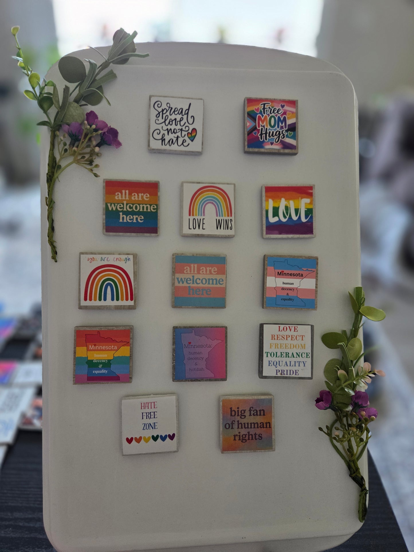 LGBTQ+ Pride Magnets | Handmade Rainbow & Equality Fridge Magnets | Inclusive Minnesota & Ally Decor | Love Wins