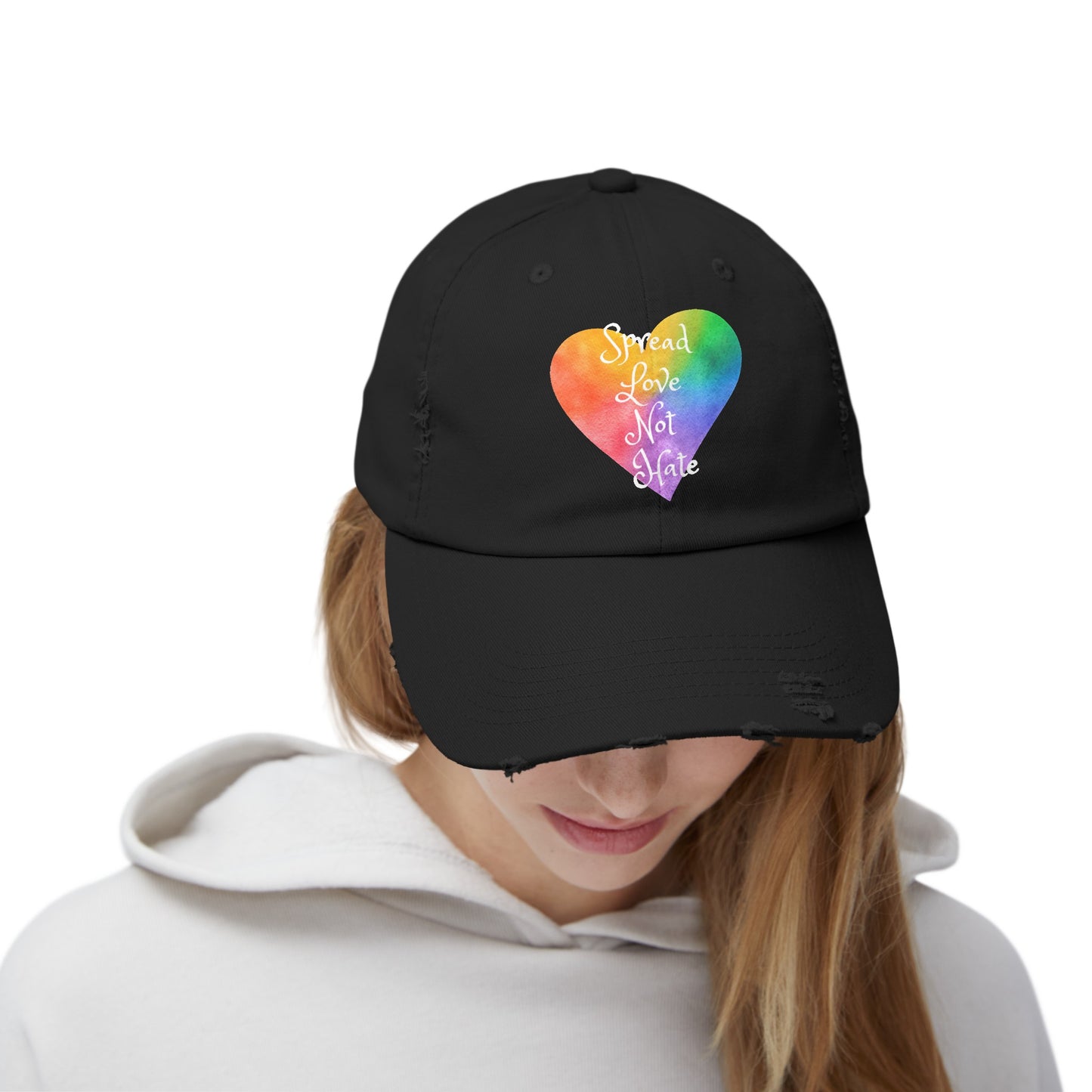 Spread love not hate Unisex Distressed Cap