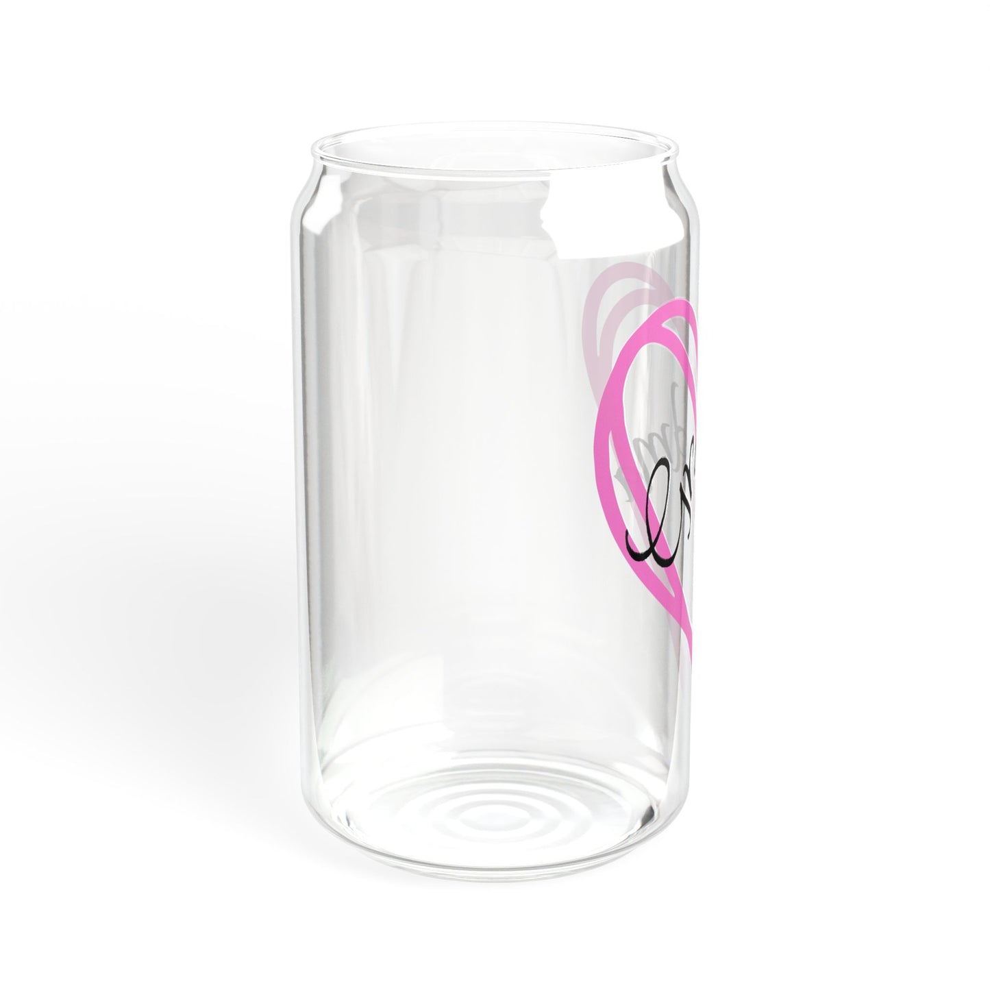 Grandma with pink heart Sipper Glass, 16oz with or without lid and straw