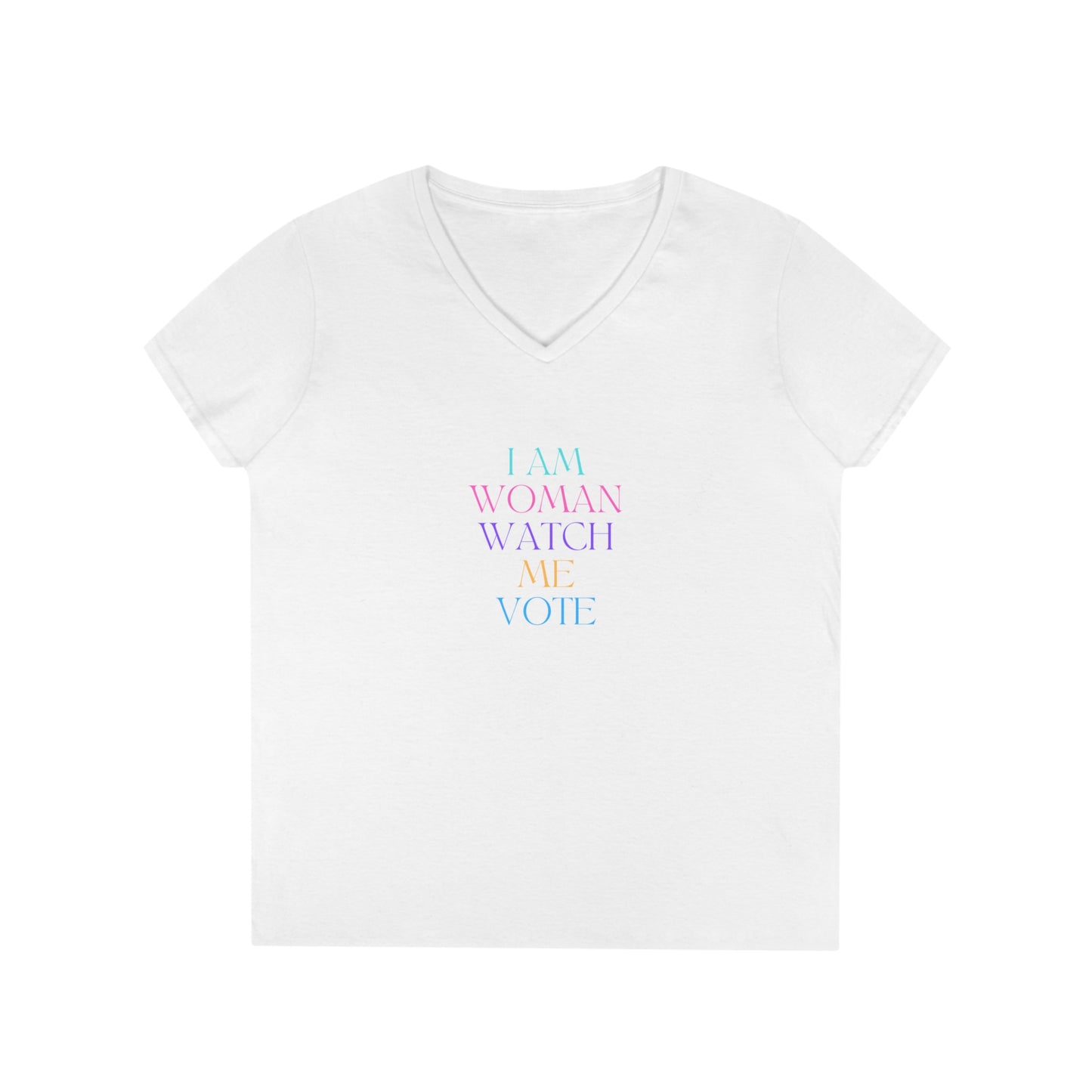 I AM WOMAN WATCH ME VOTE Ladies' V-Neck T-Shirt