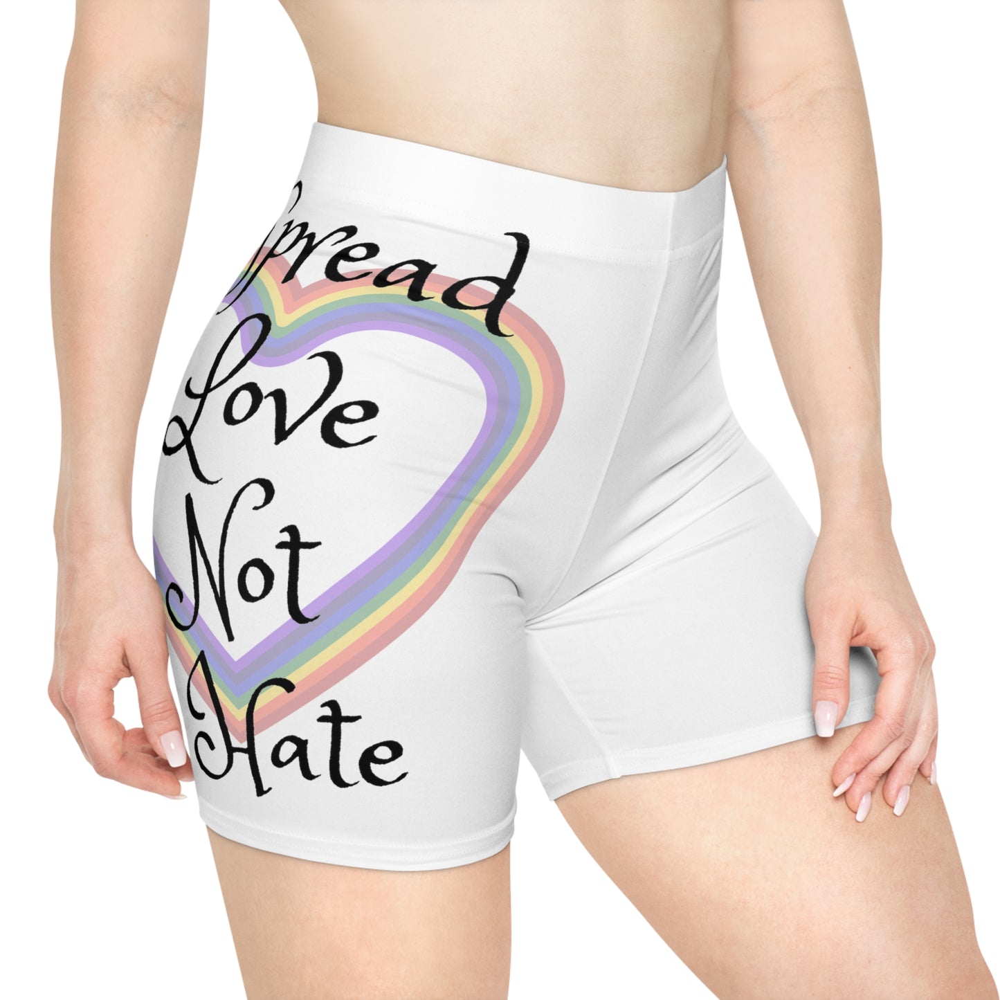 Spread love not hate Women's Biker Shorts (AOP)