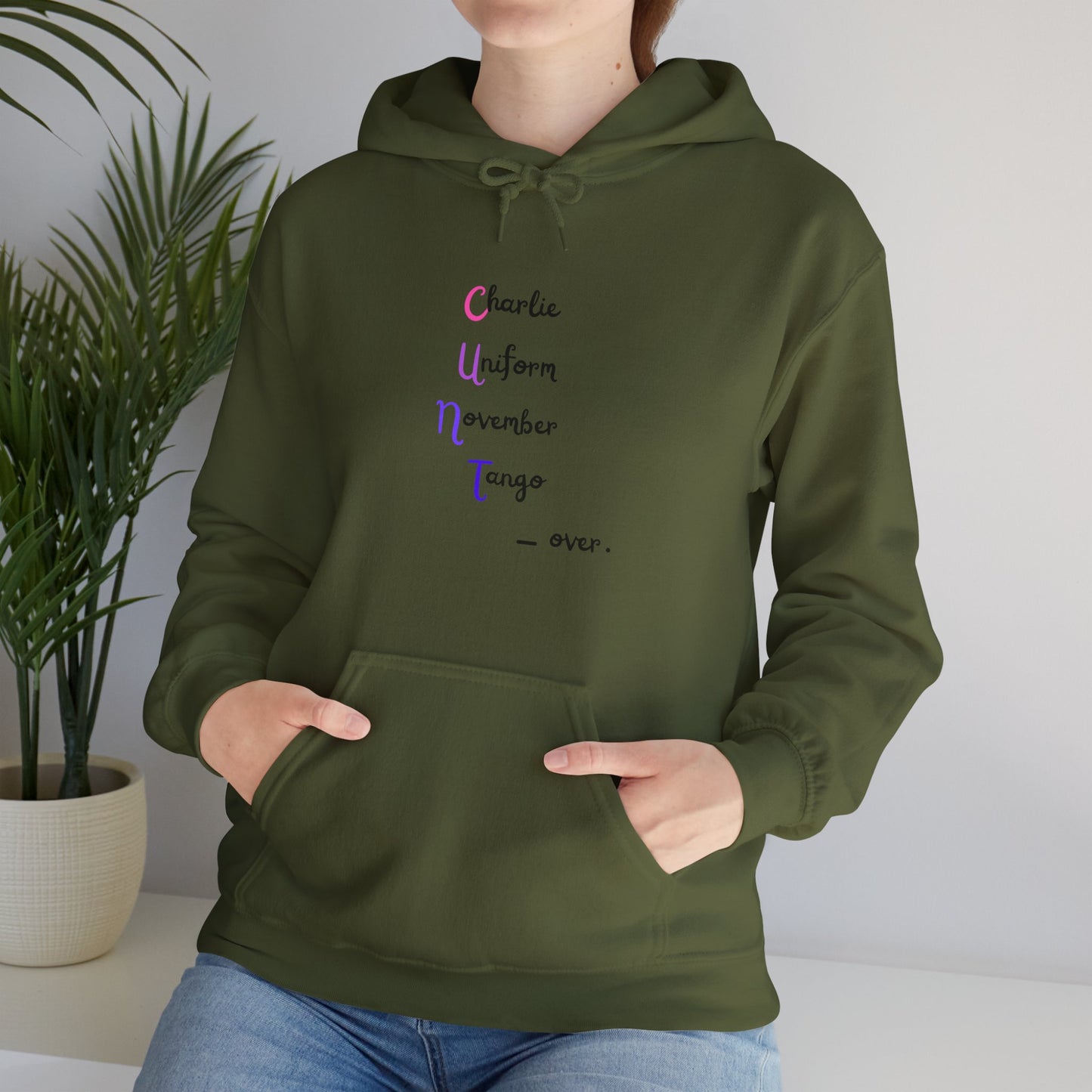 Charlie Uniform November Tango  over. Unisex Heavy Blend™ Hooded Sweatshirt