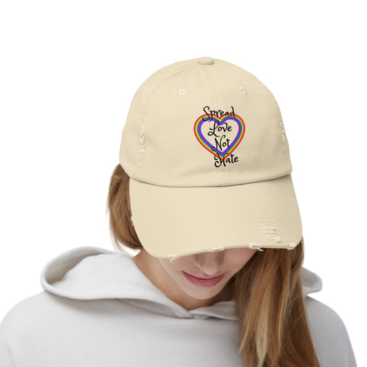 Spread love not hate Unisex Distressed Cap