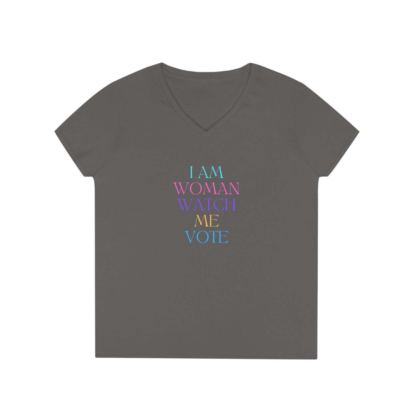 I AM WOMAN WATCH ME VOTE Ladies' V-Neck T-Shirt