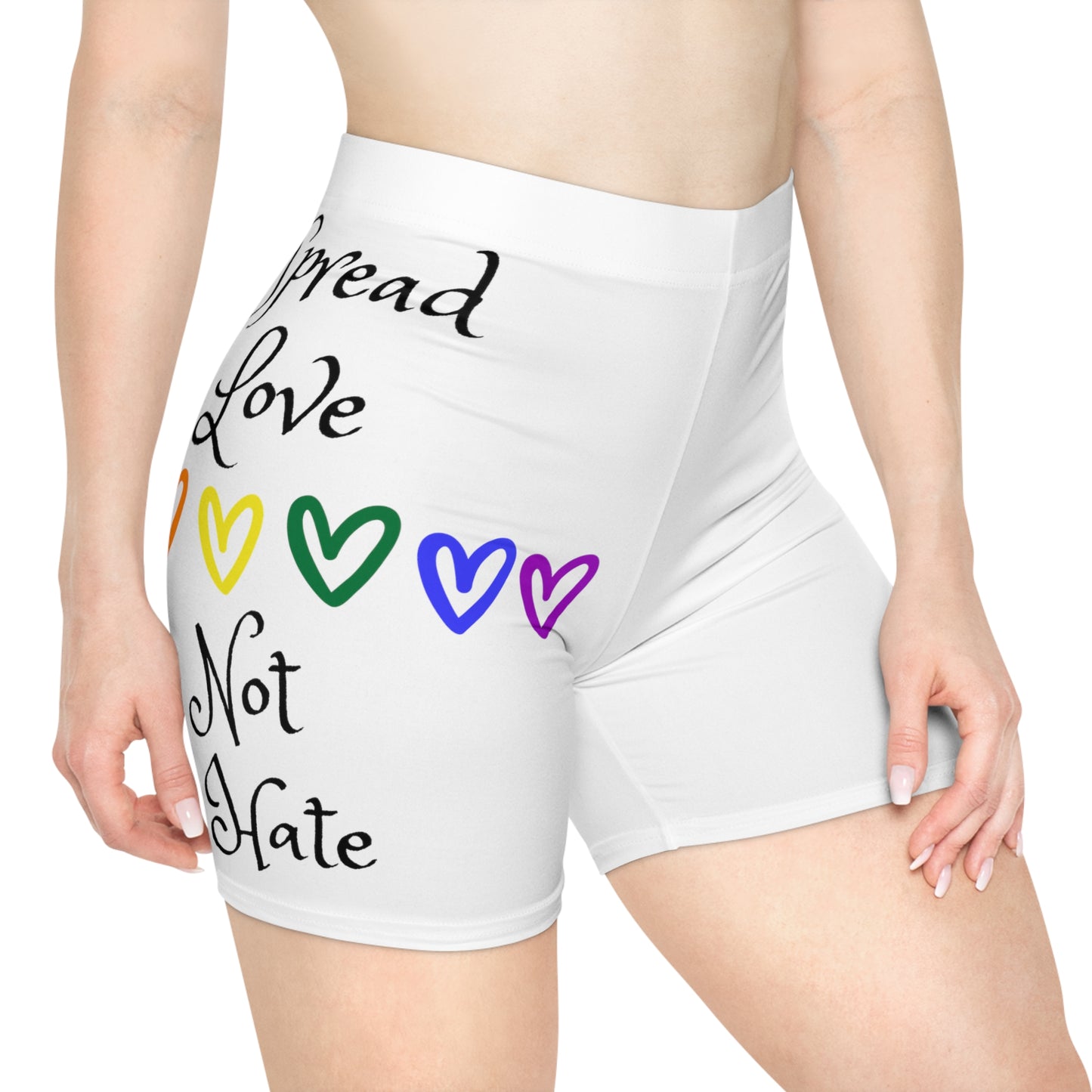 Spread love not hate Women's Biker Shorts (AOP)