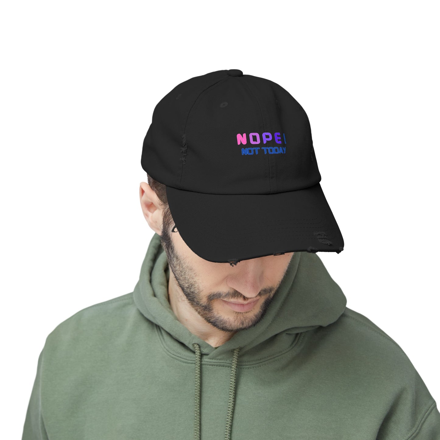 NOPE ! Not Today Unisex Distressed Cap