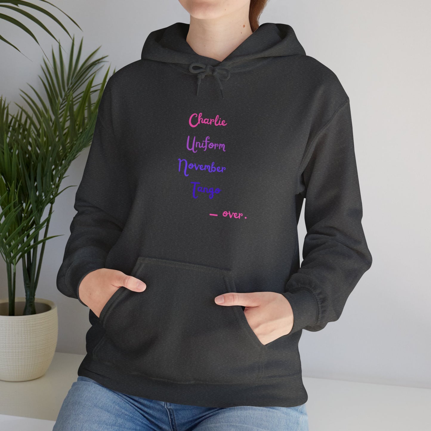 Charlie Uniform November Tango  over. Unisex Heavy Blend™ Hooded Sweatshirt