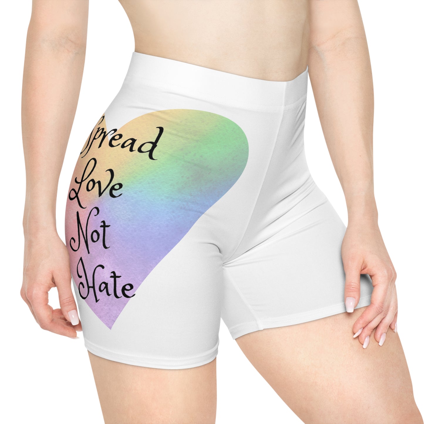 Spread love not hate Women's Biker Shorts (AOP)