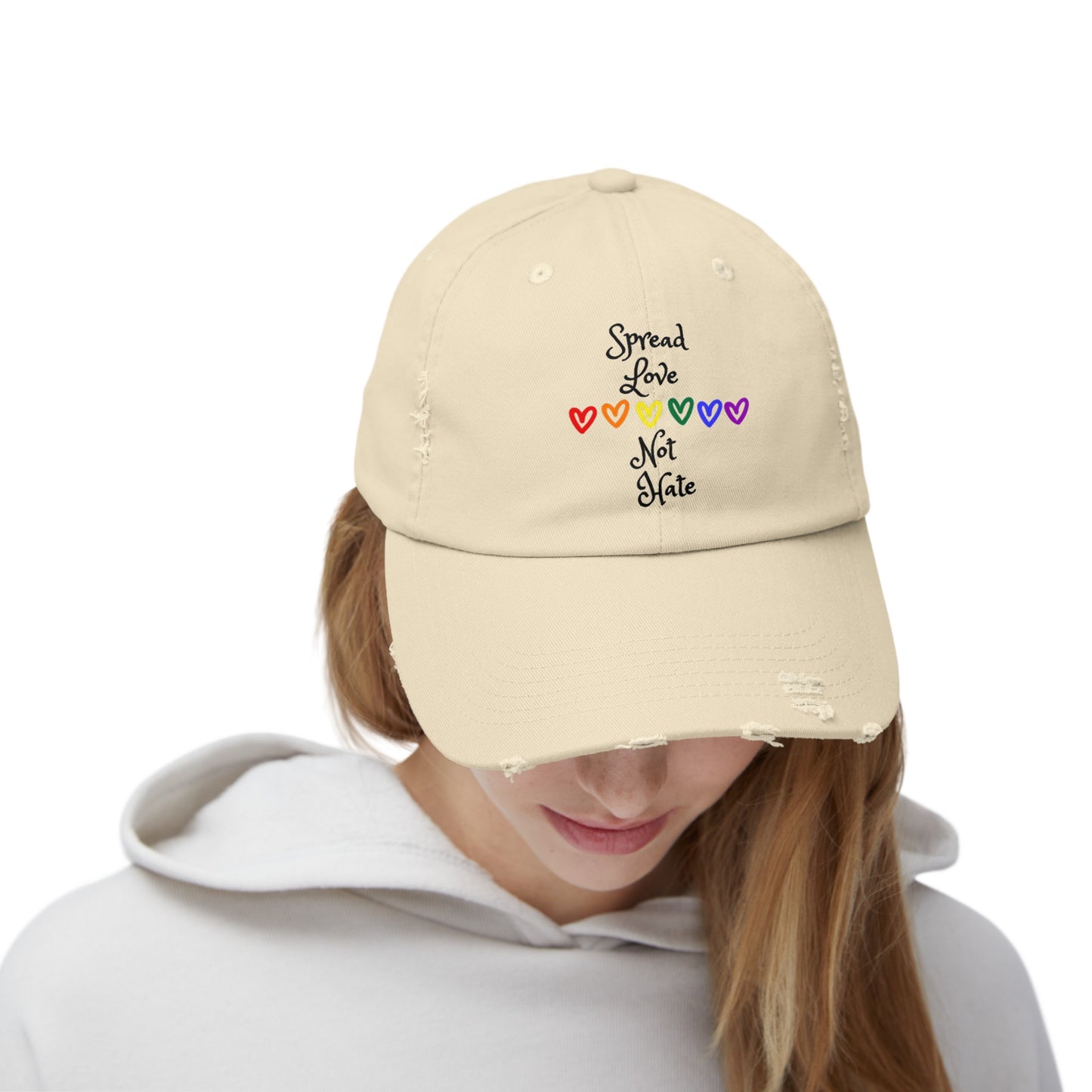 Spread love not hate Unisex Distressed Cap