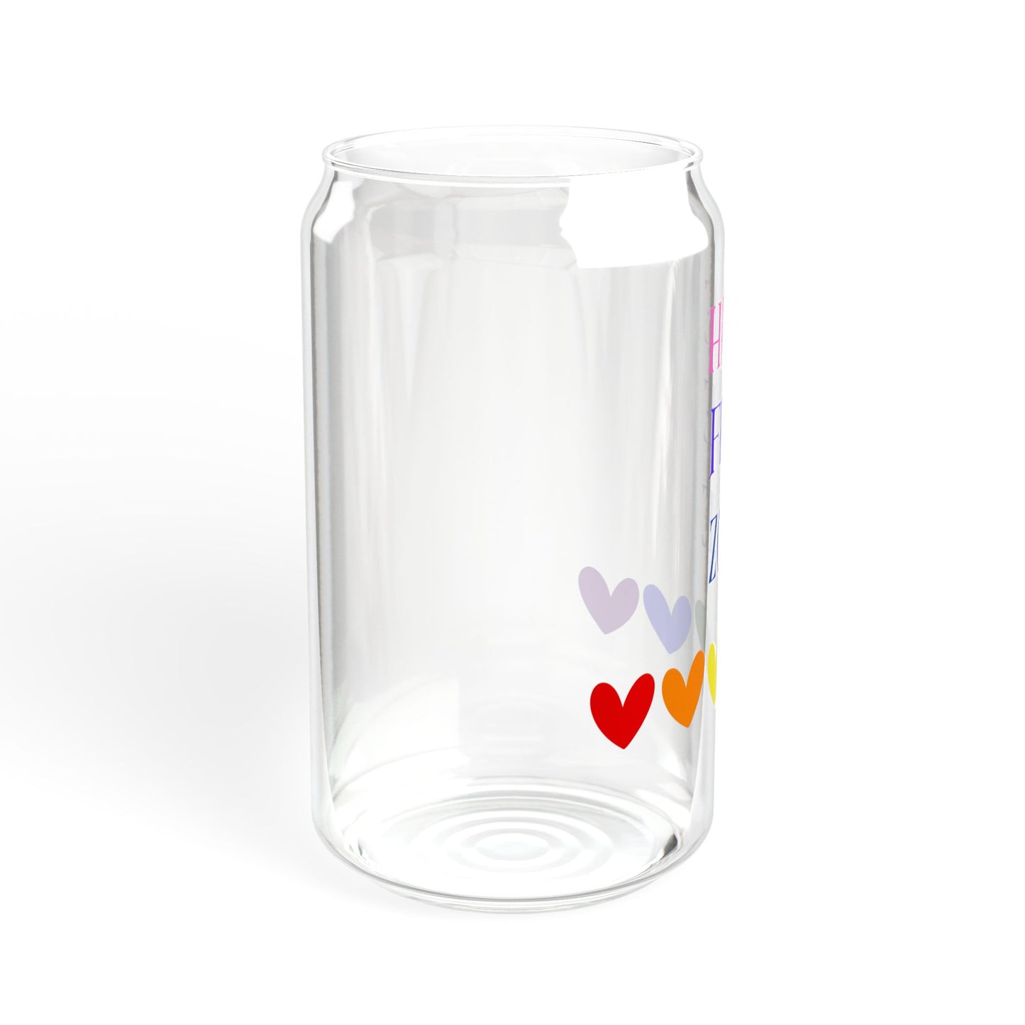 Hate Free Zone with hearts Sipper Glass, 16oz with or without lid and straw