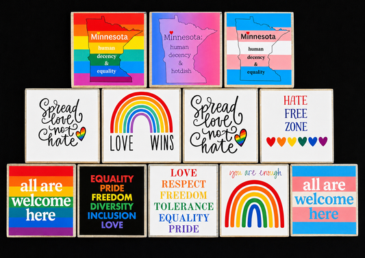 LGBTQ+ Pride Whimsical & Funny Vinyl Stickers| Rainbow & Equality Stickers | Inclusive Minnesota & Ally Decor | Love Wins
