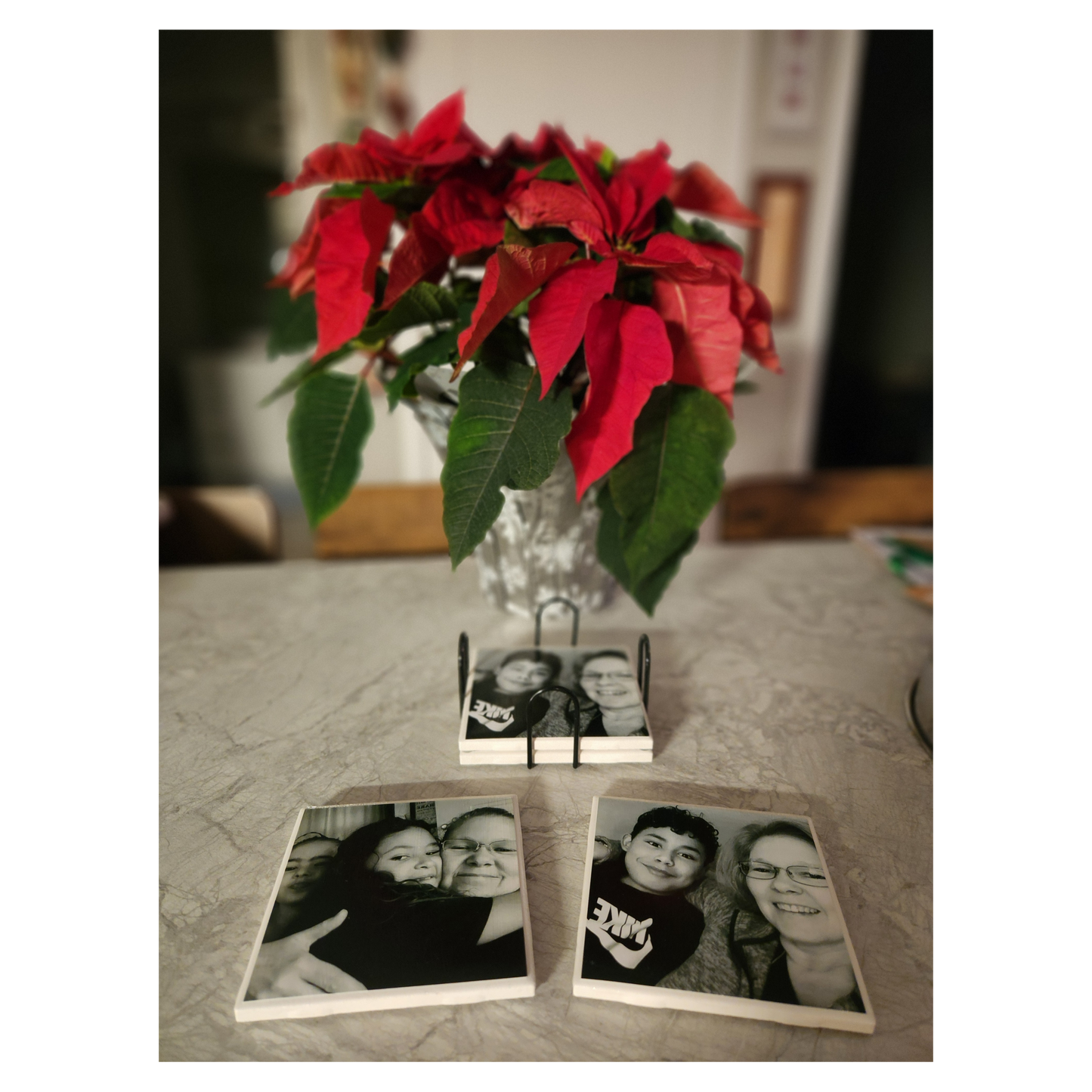 Personalized Handcrafted Photo Coasters Set of 4 | Custom Picture Coasters | Ceramic Drink Coasters | Family Photo Gift | Wedding Gift | Housewarming