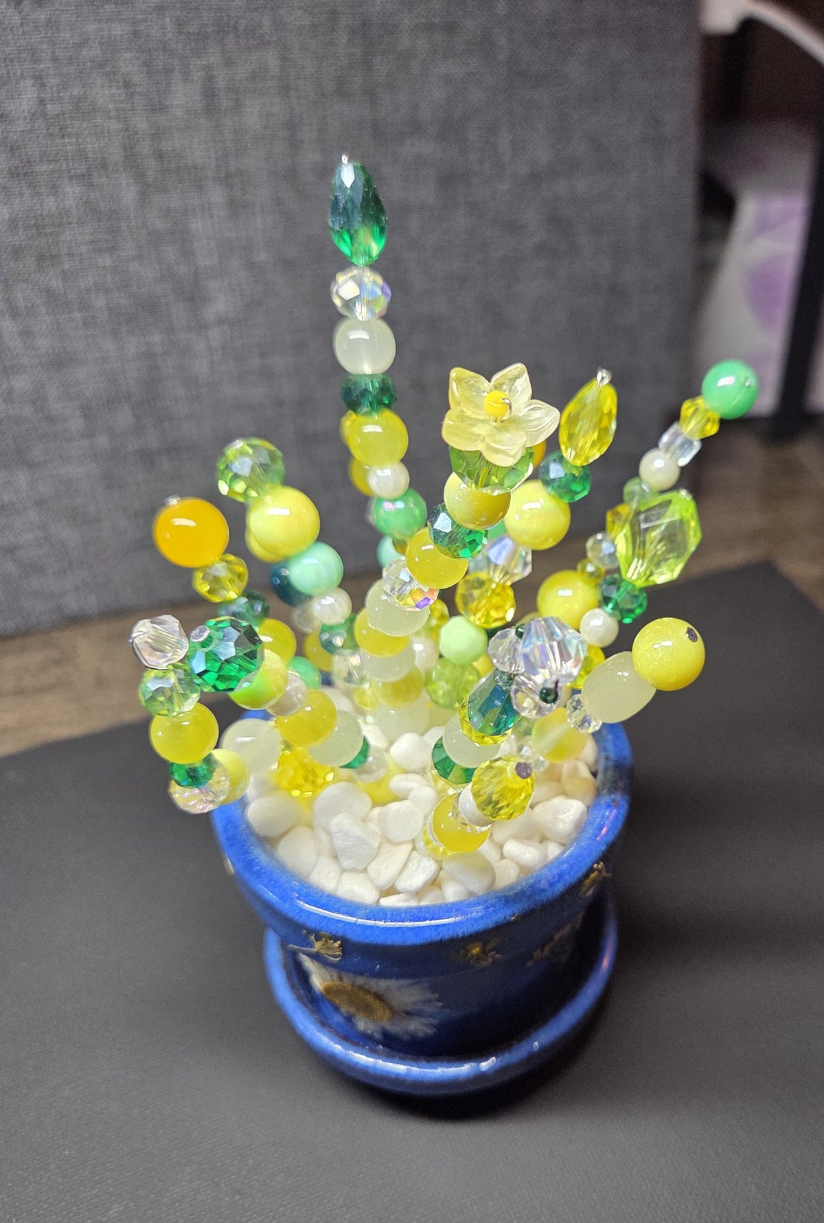 Handcrafted Beaded Forever Plant – Glass Bead Flowers, Pressed Flower Decor, No Maintenance Plant, Unique Gift