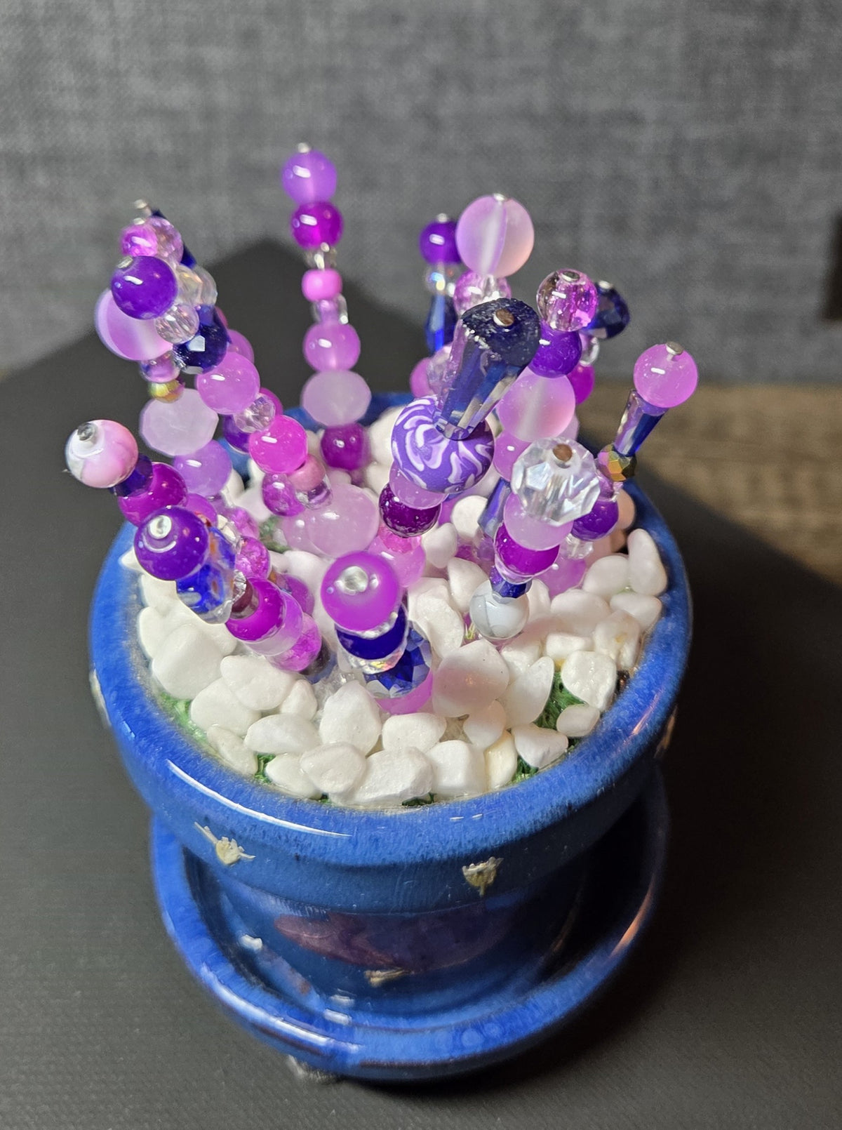 Handcrafted Beaded Forever Plant – Glass Bead Flowers, Pressed Flower Decor, No Maintenance Plant, Unique Gift