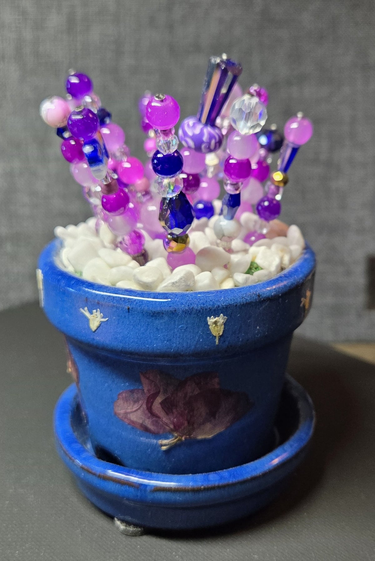 Handcrafted Beaded Forever Plant – Glass Bead Flowers, Pressed Flower Decor, No Maintenance Plant, Unique Gift