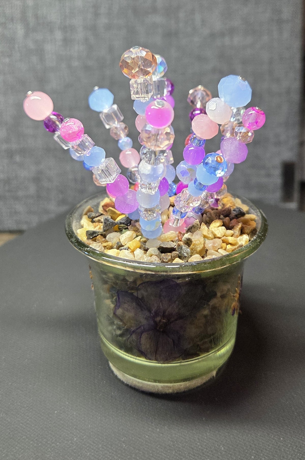 Handcrafted Beaded Forever Plant – Glass Bead Flowers, Pressed Flower Decor, No Maintenance Plant, Unique Gift