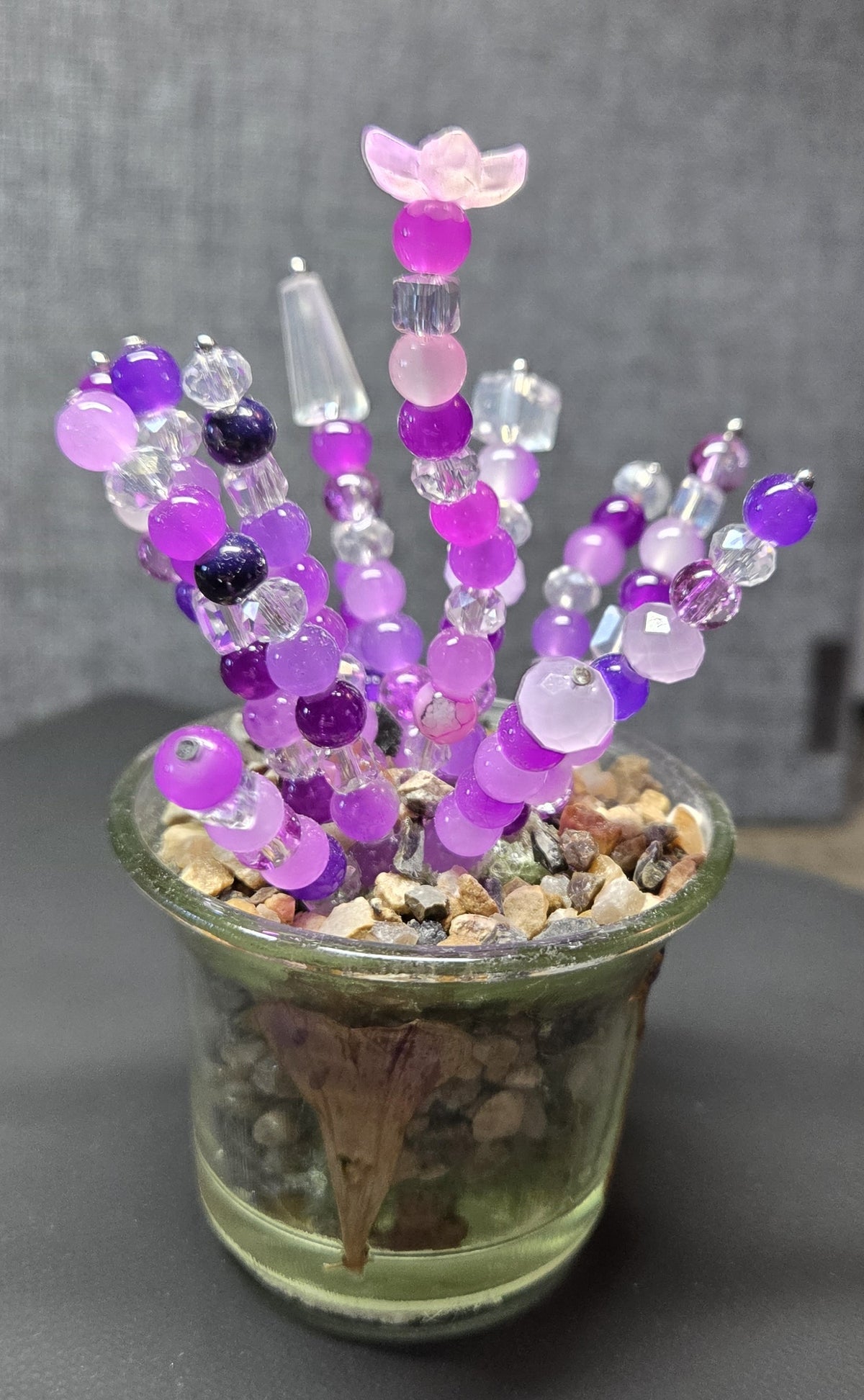 Handcrafted Beaded Forever Plant – Glass Bead Flowers, Pressed Flower Decor, No Maintenance Plant, Unique Gift