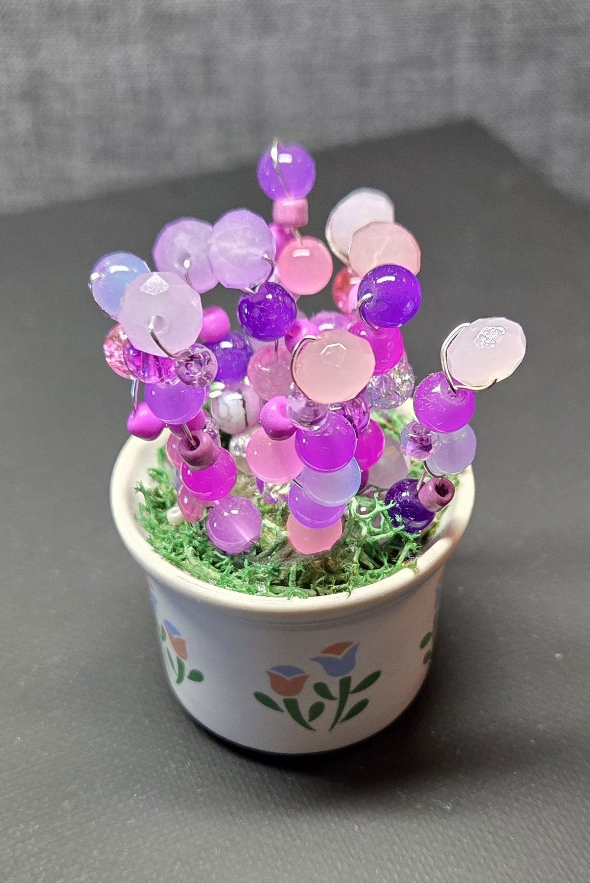 Handcrafted Beaded Forever Plant – Glass Bead Flowers, Pressed Flower Decor, No Maintenance Plant, Unique Gift