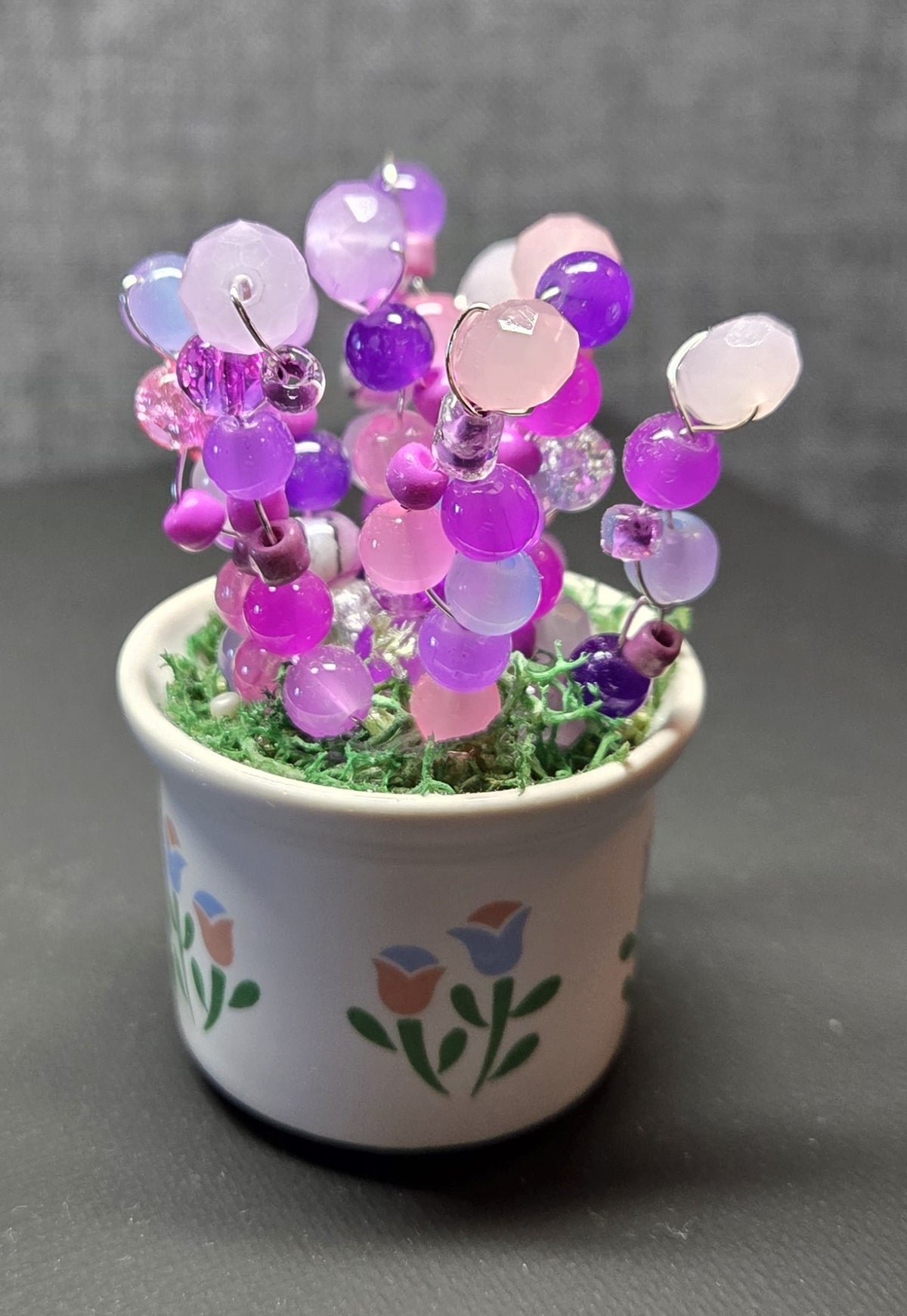 Handcrafted Beaded Forever Plant – Glass Bead Flowers, Pressed Flower Decor, No Maintenance Plant, Unique Gift