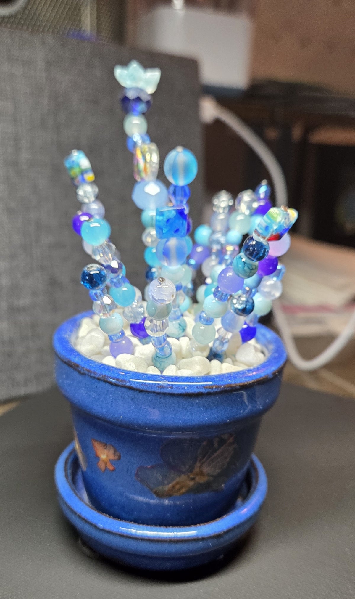 Handcrafted Beaded Forever Plant – Glass Bead Flowers, Pressed Flower Decor, No Maintenance Plant, Unique Gift