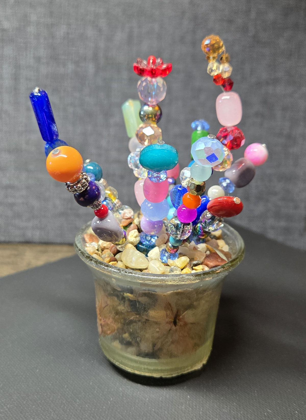 Handcrafted Beaded Forever Plant – Glass Bead Flowers, Pressed Flower Decor, No Maintenance Plant, Unique Gift