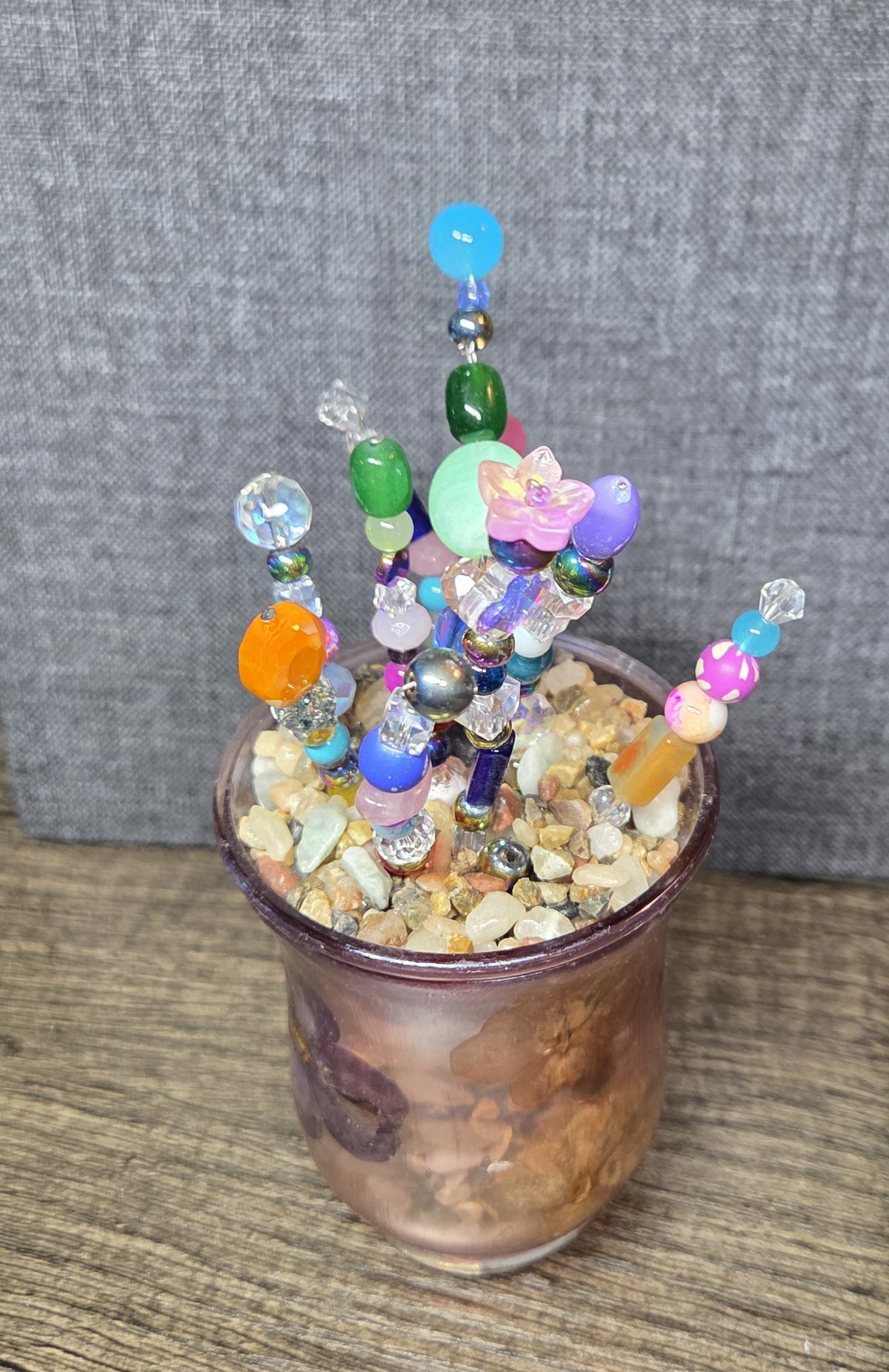 Handcrafted Beaded Forever Plant – Glass Bead Flowers, Pressed Flower Decor, No Maintenance Plant, Unique Gift
