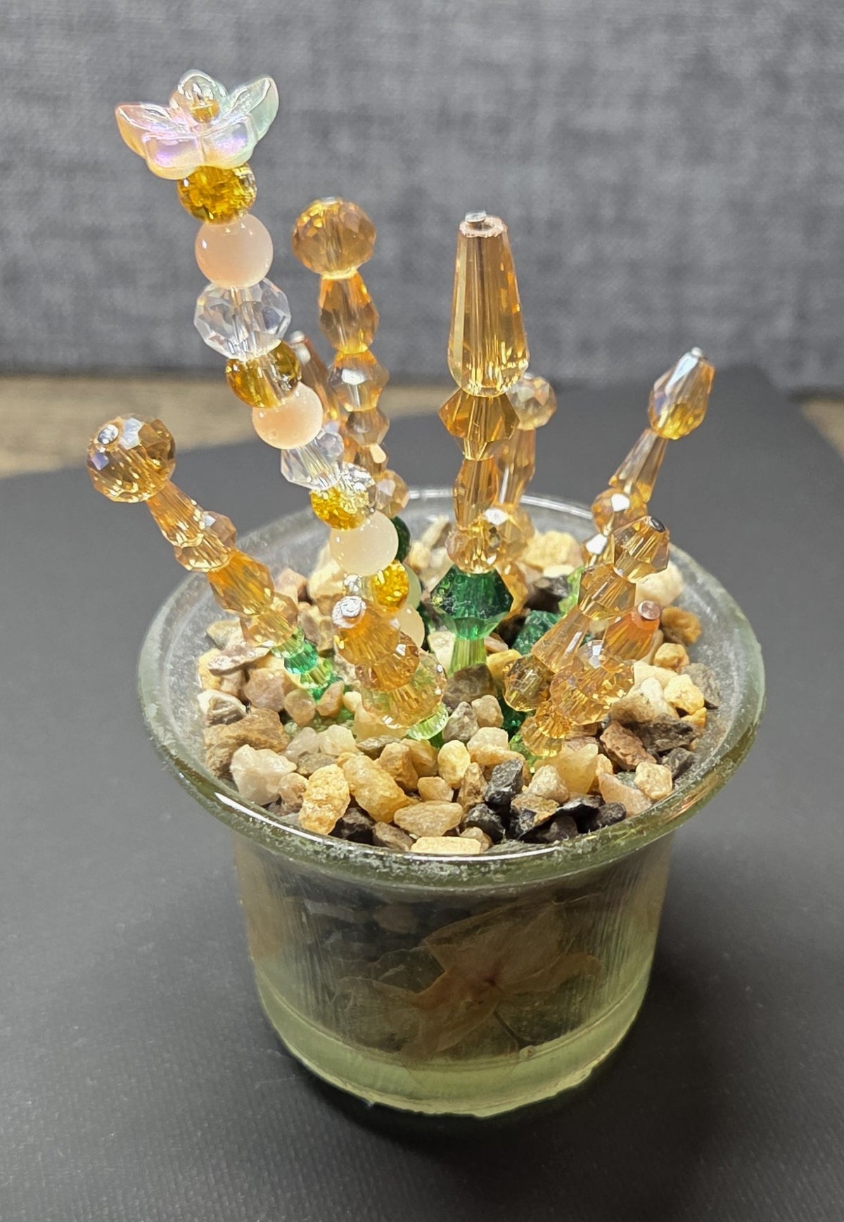 Handcrafted Beaded Forever Plant – Glass Bead Flowers, Pressed Flower Decor, No Maintenance Plant, Unique Gift