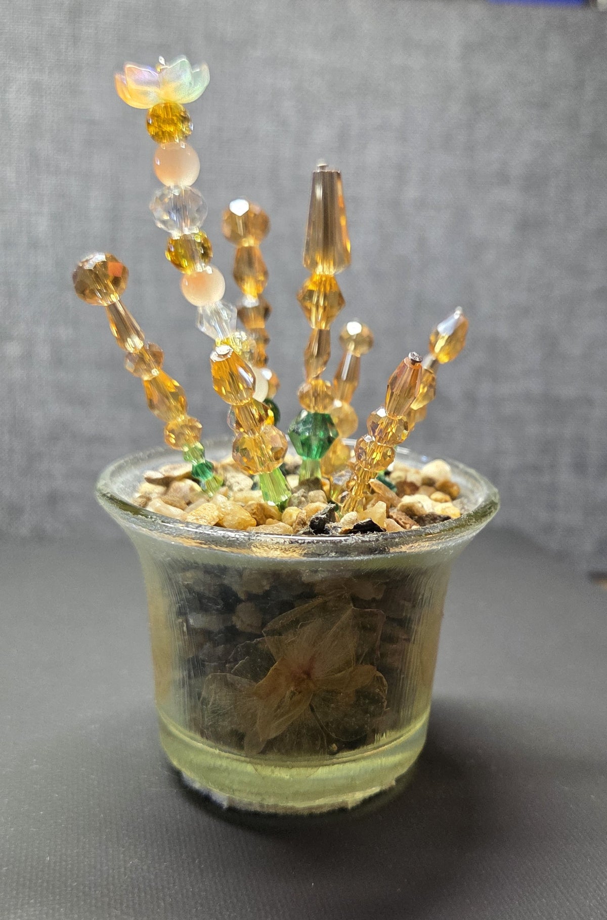 Handcrafted Beaded Forever Plant – Glass Bead Flowers, Pressed Flower Decor, No Maintenance Plant, Unique Gift