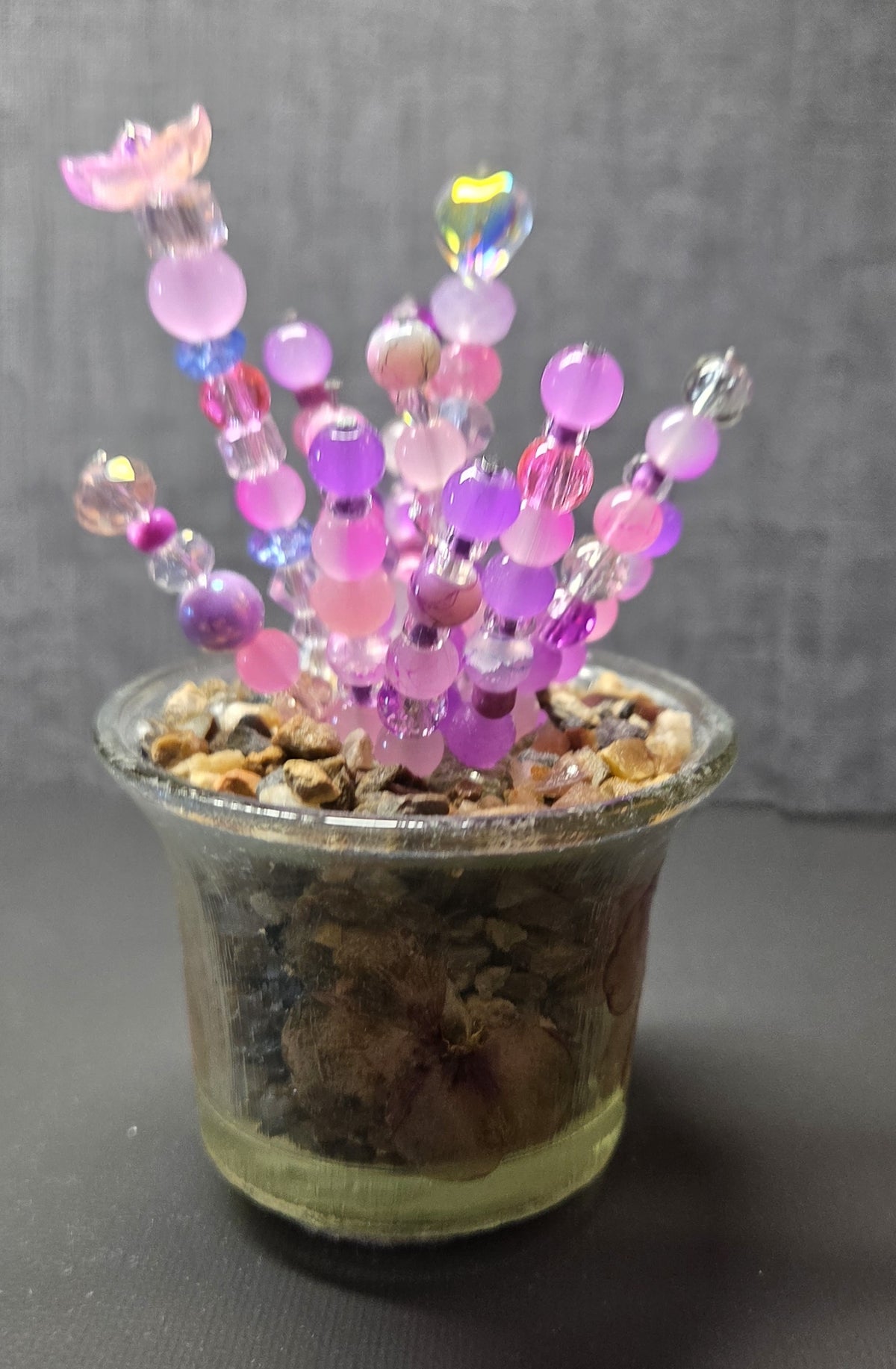 Handcrafted Beaded Forever Plant – Glass Bead Flowers, Pressed Flower Decor, No Maintenance Plant, Unique Gift