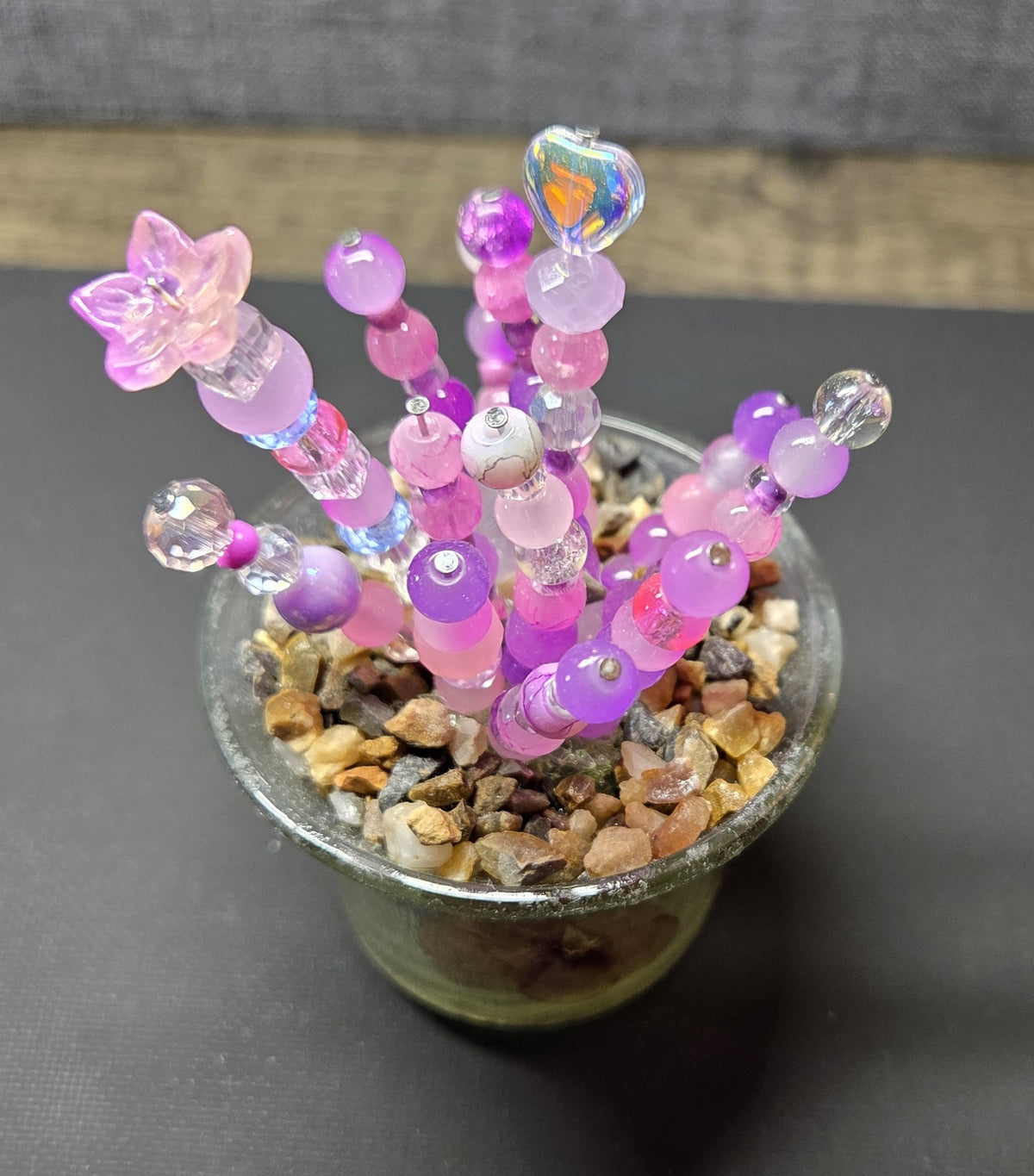 Handcrafted Beaded Forever Plant – Glass Bead Flowers, Pressed Flower Decor, No Maintenance Plant, Unique Gift