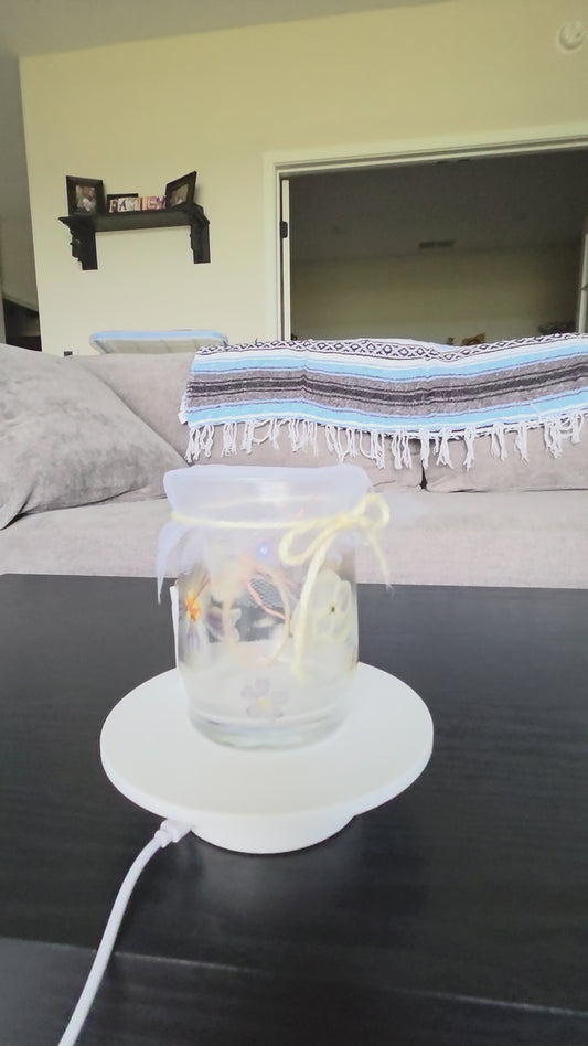 Pressed Flower Fairy Light Jar, Botanical Lantern, Cottagecore Decor, Handmade Accent